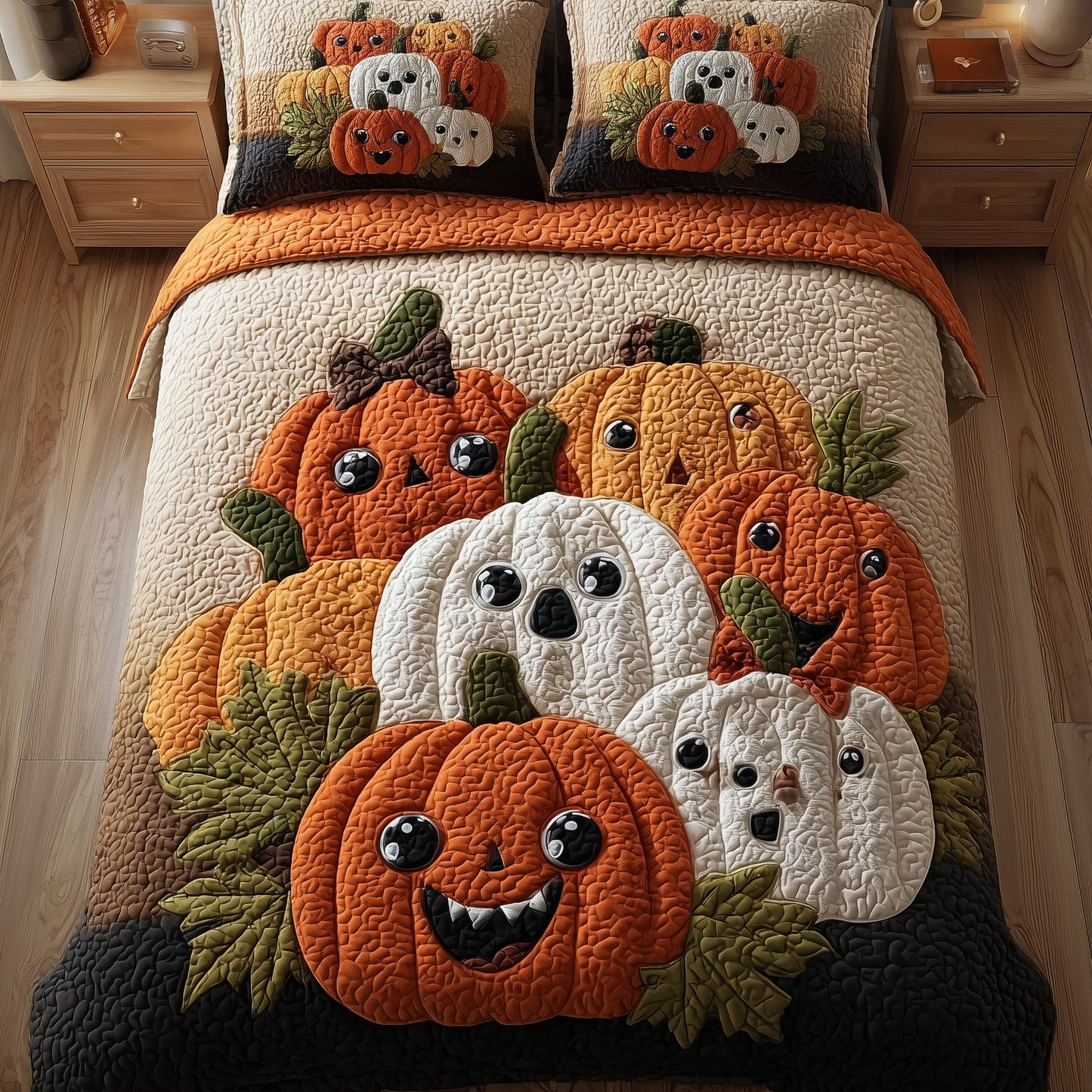 Funky Pumpkin 3-Piece Quilted Bedding Set GFTONL6091