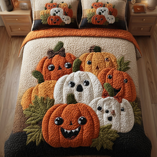 Funky Pumpkin 3-Piece Quilted Bedding Set GFTONL6091