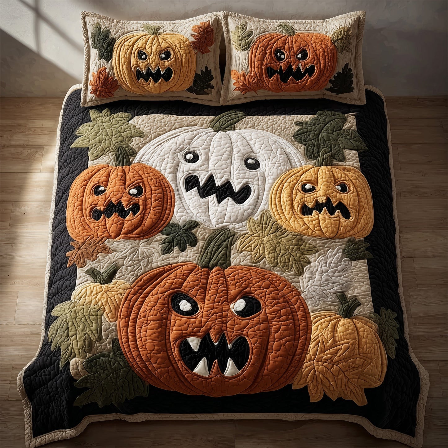 Funky Pumpkin 3-Piece Quilted Bedding Set GFTONL6092