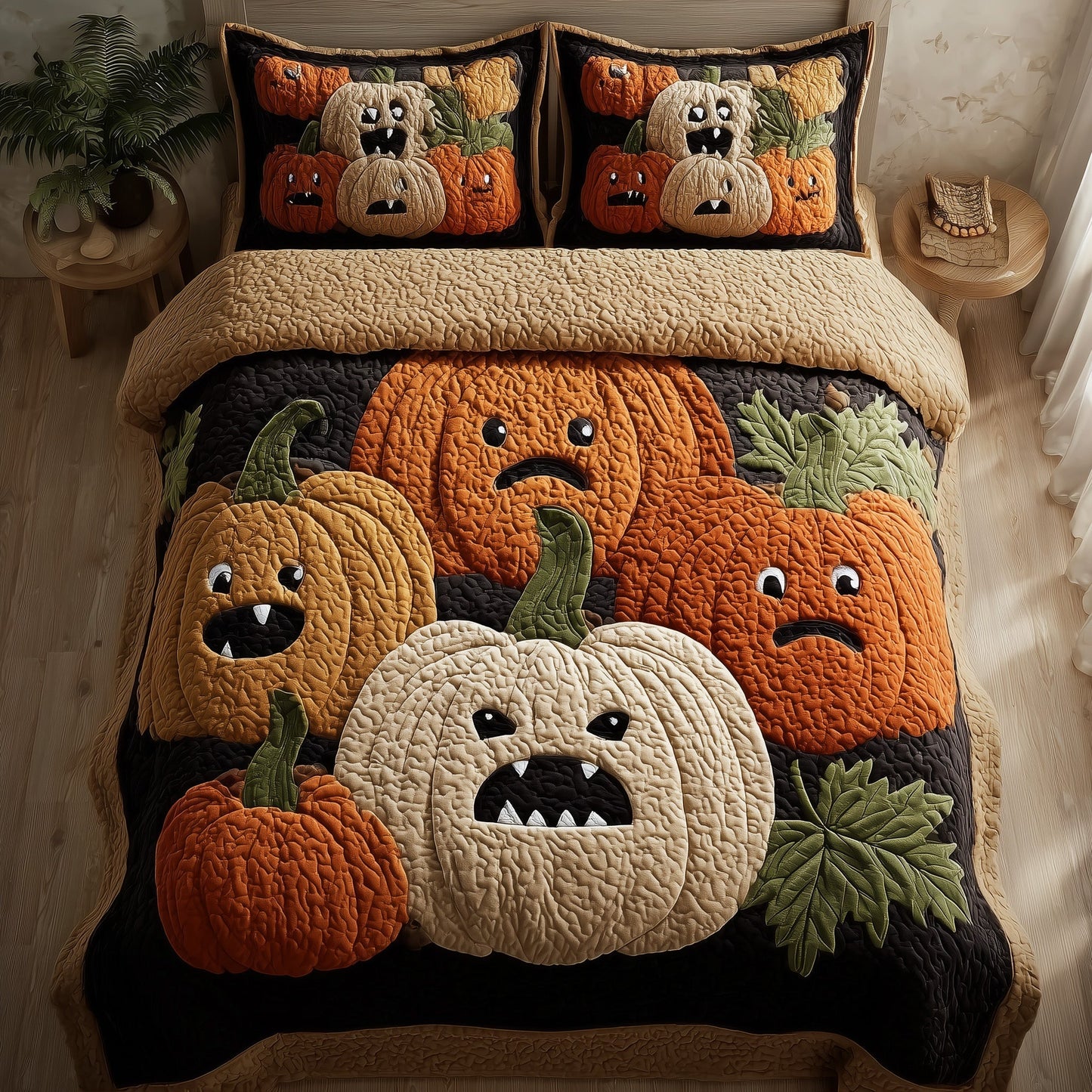 Funky Pumpkin 3-Piece Quilted Bedding Set GFTONL6093
