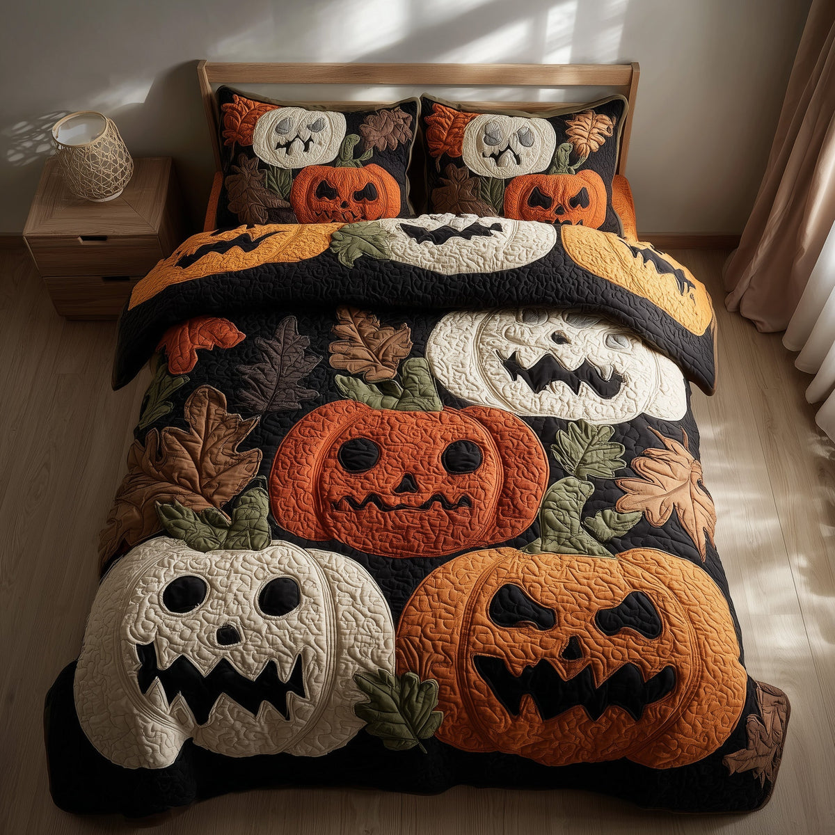 Funky Pumpkin 3-Piece Quilted Bedding Set GFTONL6094