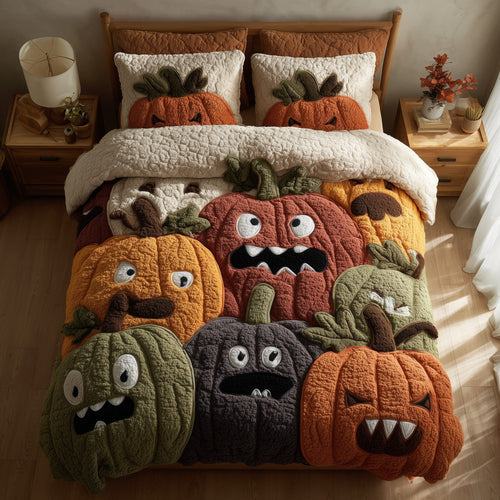 Whimsical Pumpkin 3-Piece Quilted Bedding Set GFTONL6096