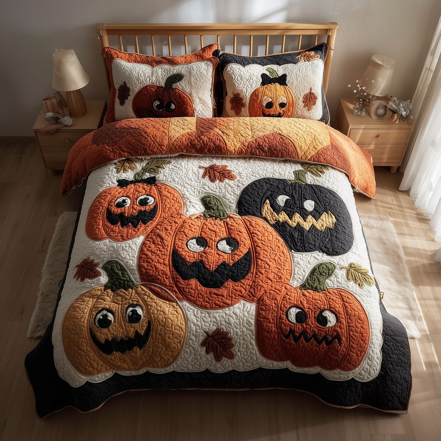 Spooky Pumpkin 3-Piece Quilted Bedding Set GFTONL6100