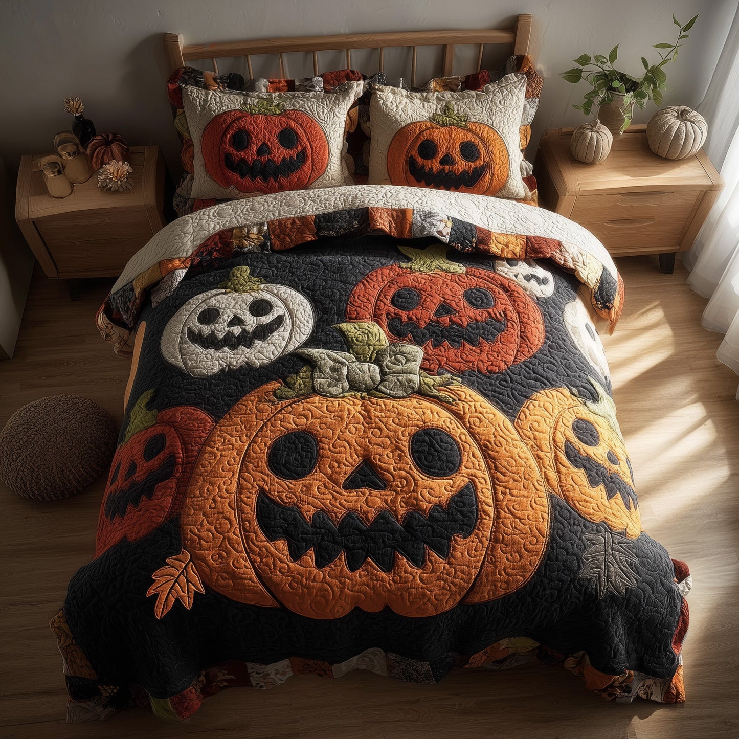 Spooky Pumpkin 3-Piece Quilted Bedding Set GFTONL6101