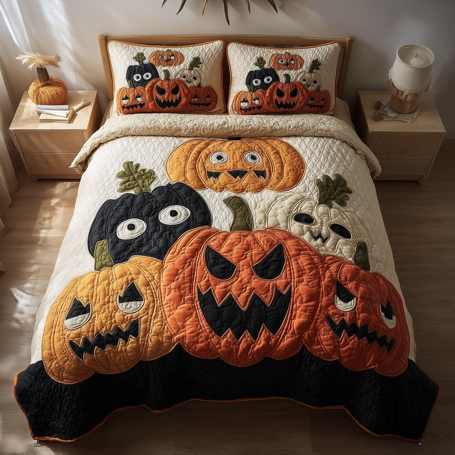 Spooky Pumpkin 3-Piece Quilted Bedding Set GFTONL6102