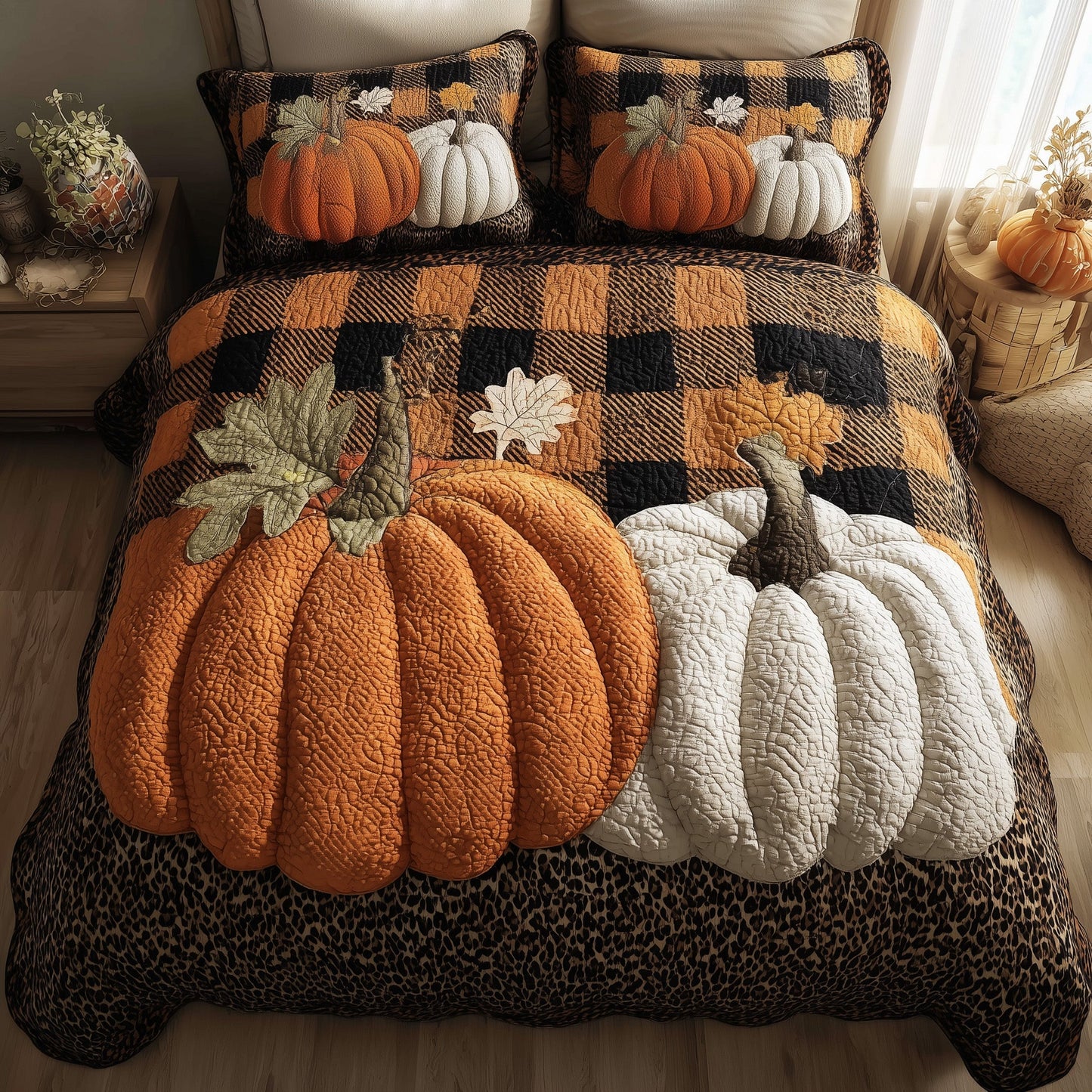 Pumpkin Heaven 3-Piece Quilted Bedding Set GFTONL6106
