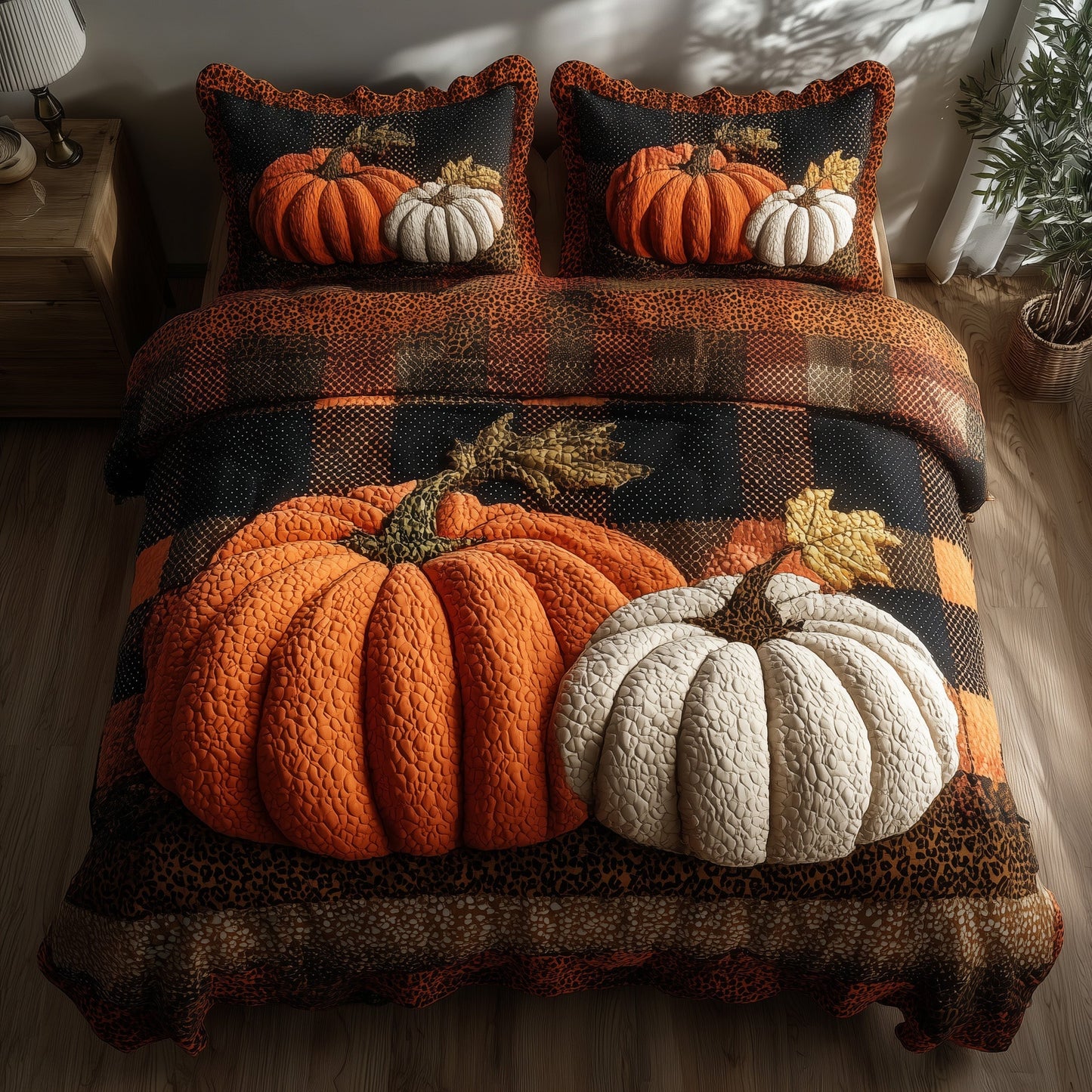 Cozy Pumpkin 3-Piece Quilted Bedding Set GFTONL6111