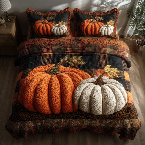 Cozy Pumpkin 3-Piece Quilted Bedding Set GFTONL6111