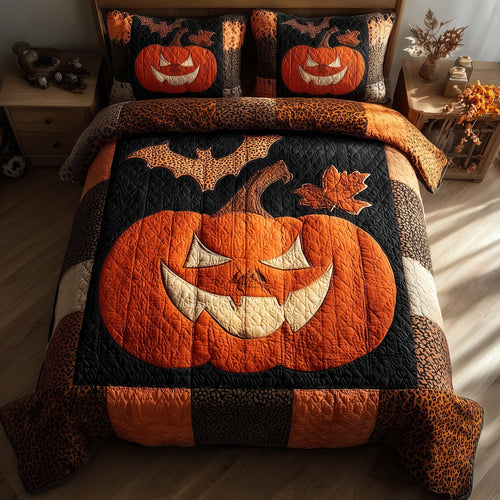 Midnight Pumpkin 3-Piece Quilted Bedding Set GFTONL6112