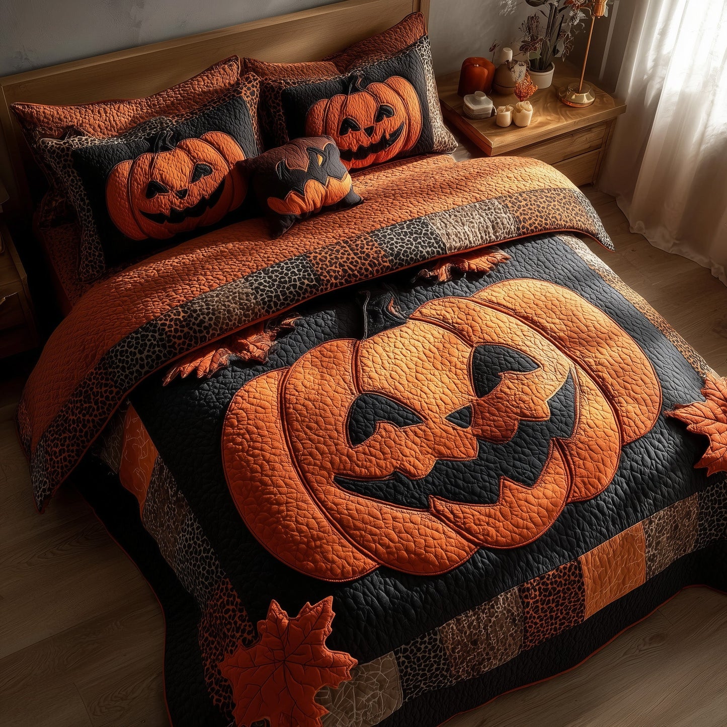 Spooky Pumpkin 3-Piece Quilted Bedding Set GFTONL6115