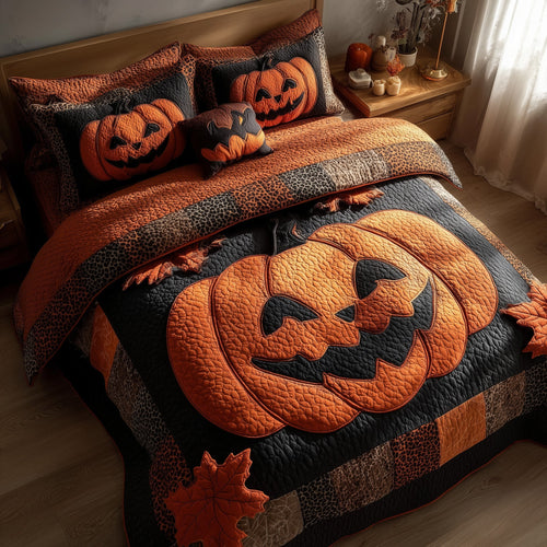 Spooky Pumpkin 3-Piece Quilted Bedding Set GFTONL6115