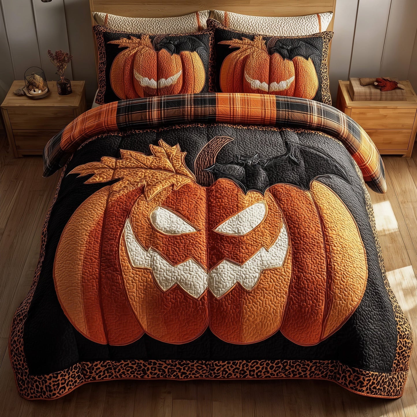 Spooky Pumpkin 3-Piece Quilted Bedding Set GFTONL6117