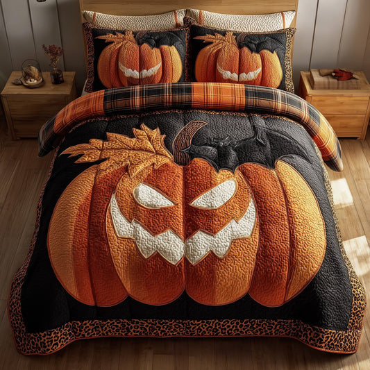 Spooky Pumpkin 3-Piece Quilted Bedding Set GFTONL6117