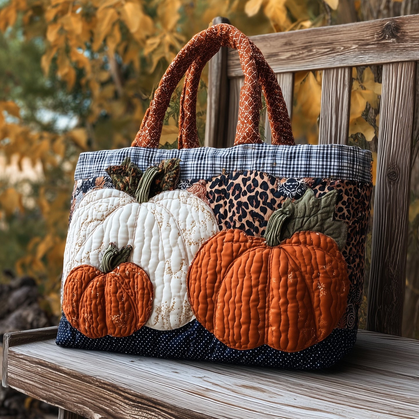Elegant Pumpkin Quilted Tote Bag GFTONL6129
