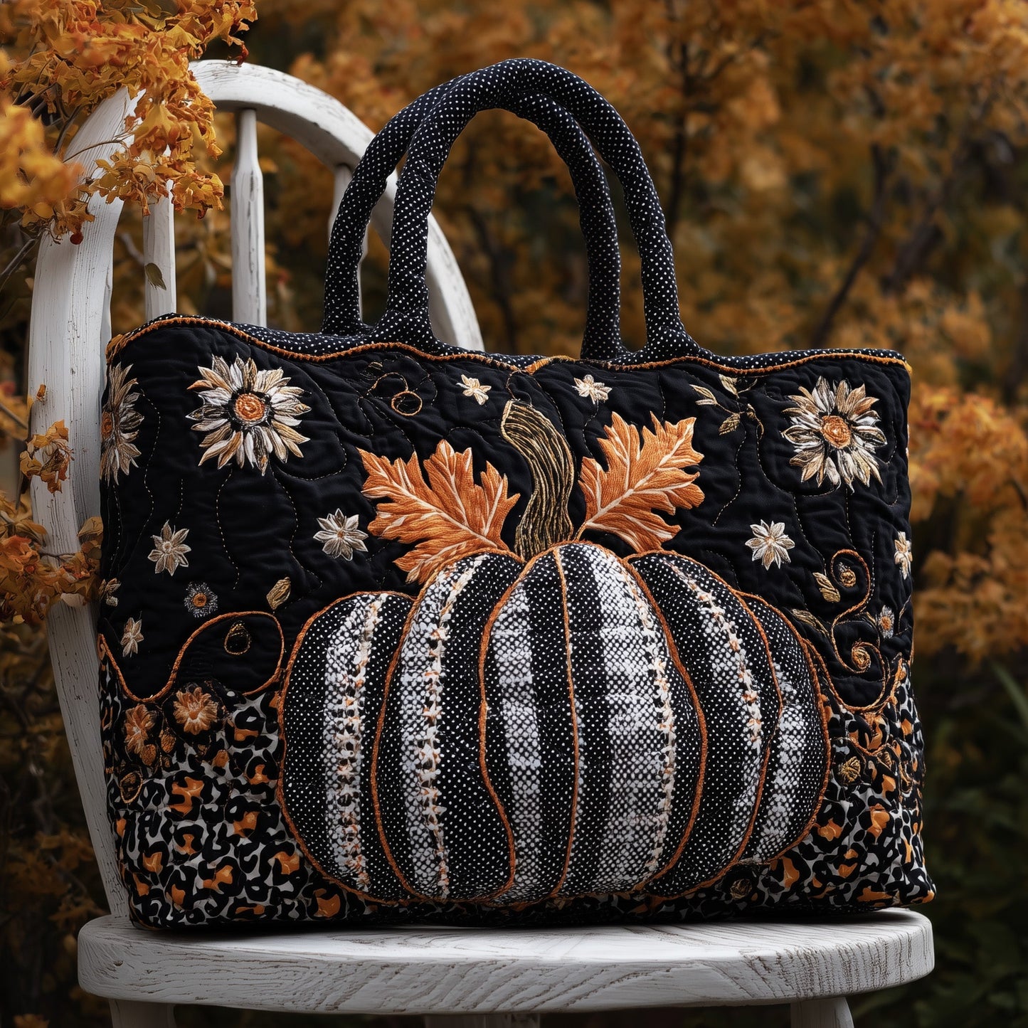Gothic Pumpkin Quilted Tote Bag GFTONL6132