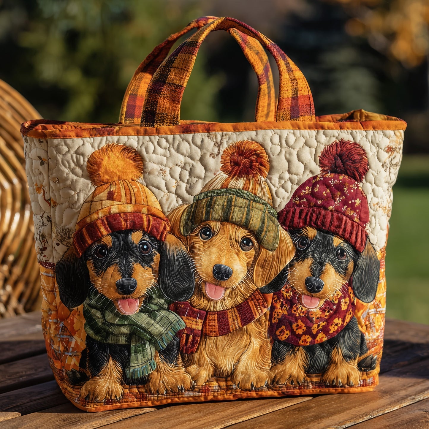 Fall For Dachshund Quilted Tote Bag GFTONL6140