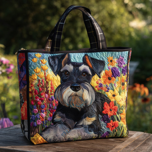 Floral Schnauzer Quilted Tote Bag GFTONL6157