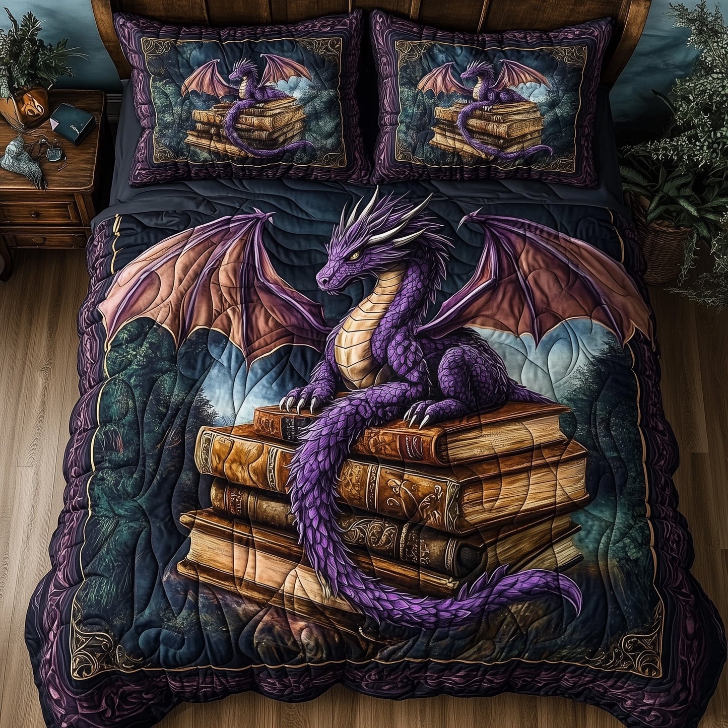Dragon And Book Duvet Cover Set GFTONL6210