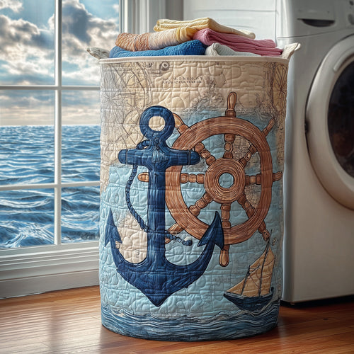 Nautical Anchor Quilted Laundry Basket GFTONL6220