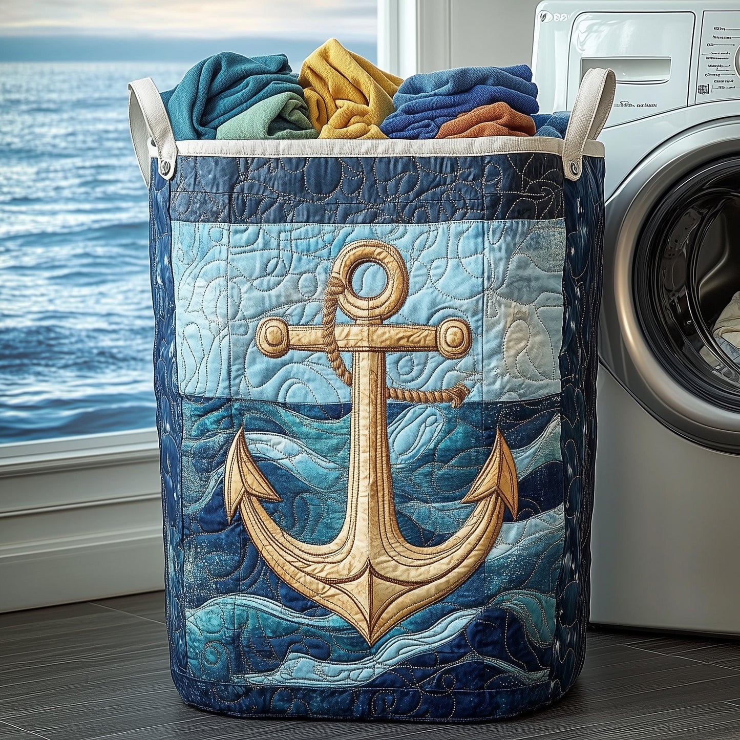 Nautical Anchor Quilted Laundry Basket GFTONL6221