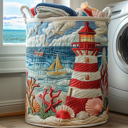 Nautical Lighthouse Quilted Laundry Basket GFTONL6225