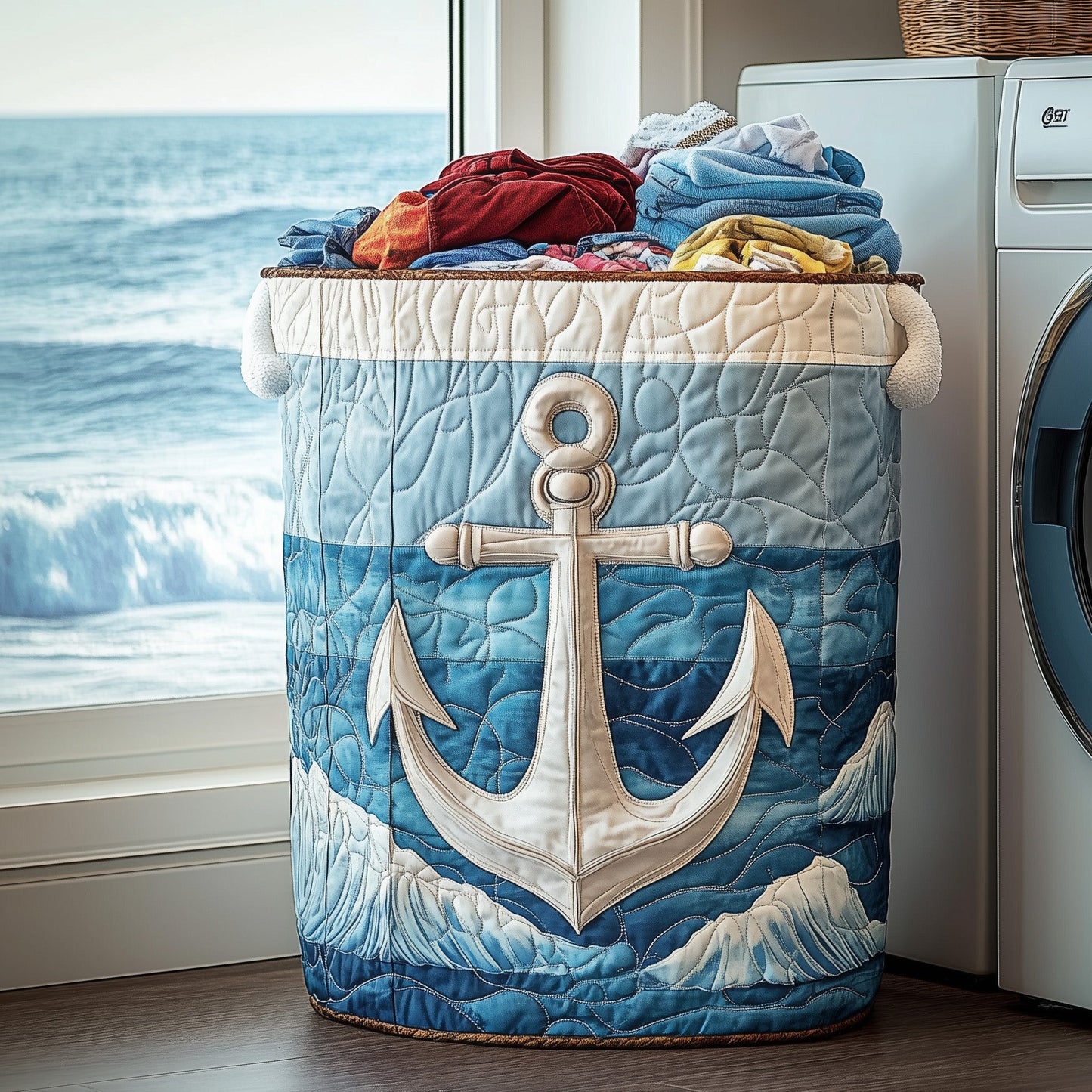 Nautical Anchor Quilted Laundry Basket GFTONL6226