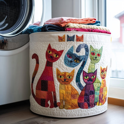 Playful Cat Quilted Laundry Basket GFTONL6240