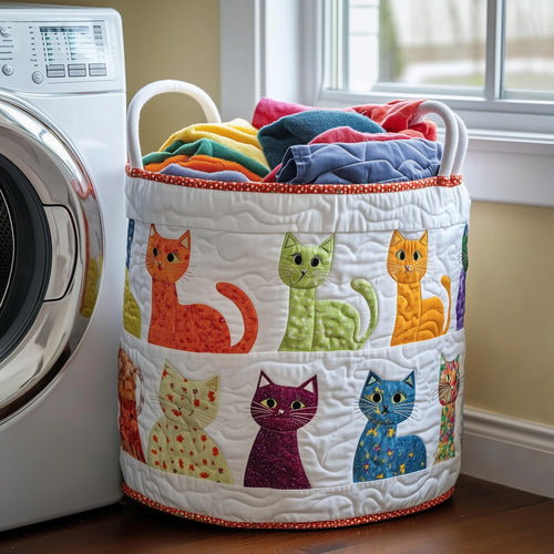Playful Cat Quilted Laundry Basket GFTONL6243