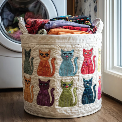 Playful Cat Quilted Laundry Basket GFTONL6244