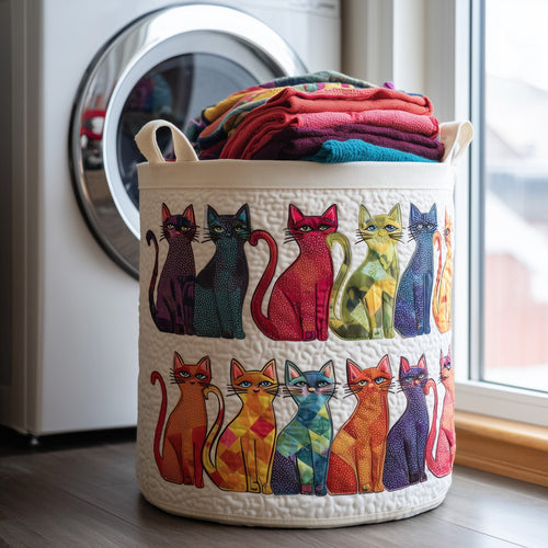 Playful Cat Quilted Laundry Basket GFTONL6247