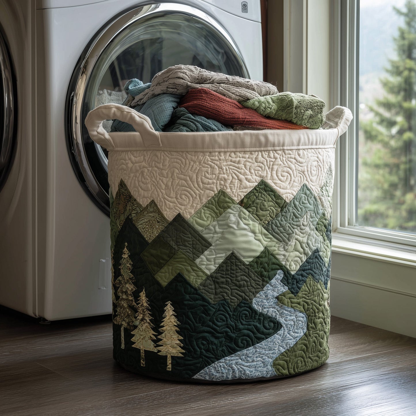 Misty Forest Quilted Laundry Basket GFTONL6261