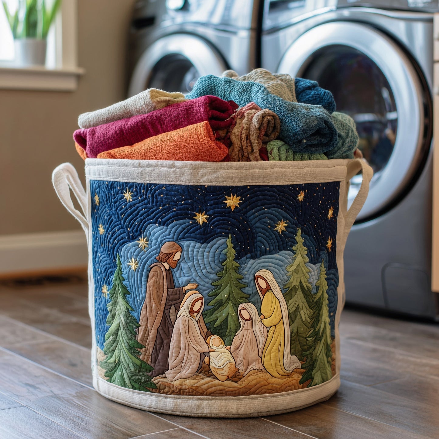 Nativity Scene Quilted Laundry Basket GFTONL6270