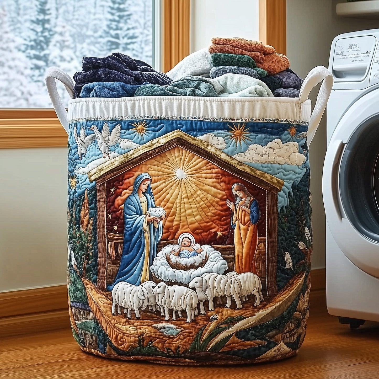 Nativity Scene Quilted Laundry Basket GFTONL6271