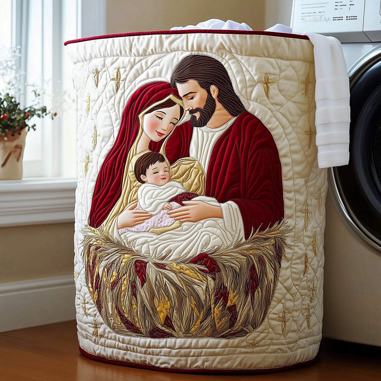 Nativity Scene Quilted Laundry Basket GFTONL6276