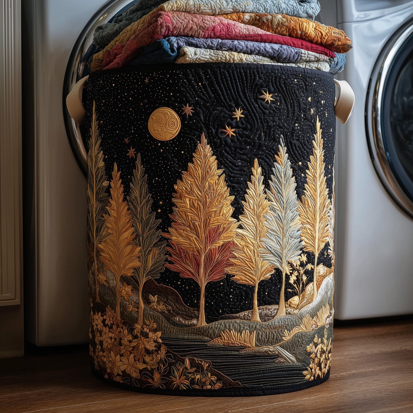 Midnight Autumn Valley Quilted Laundry Basket GFTONL6278