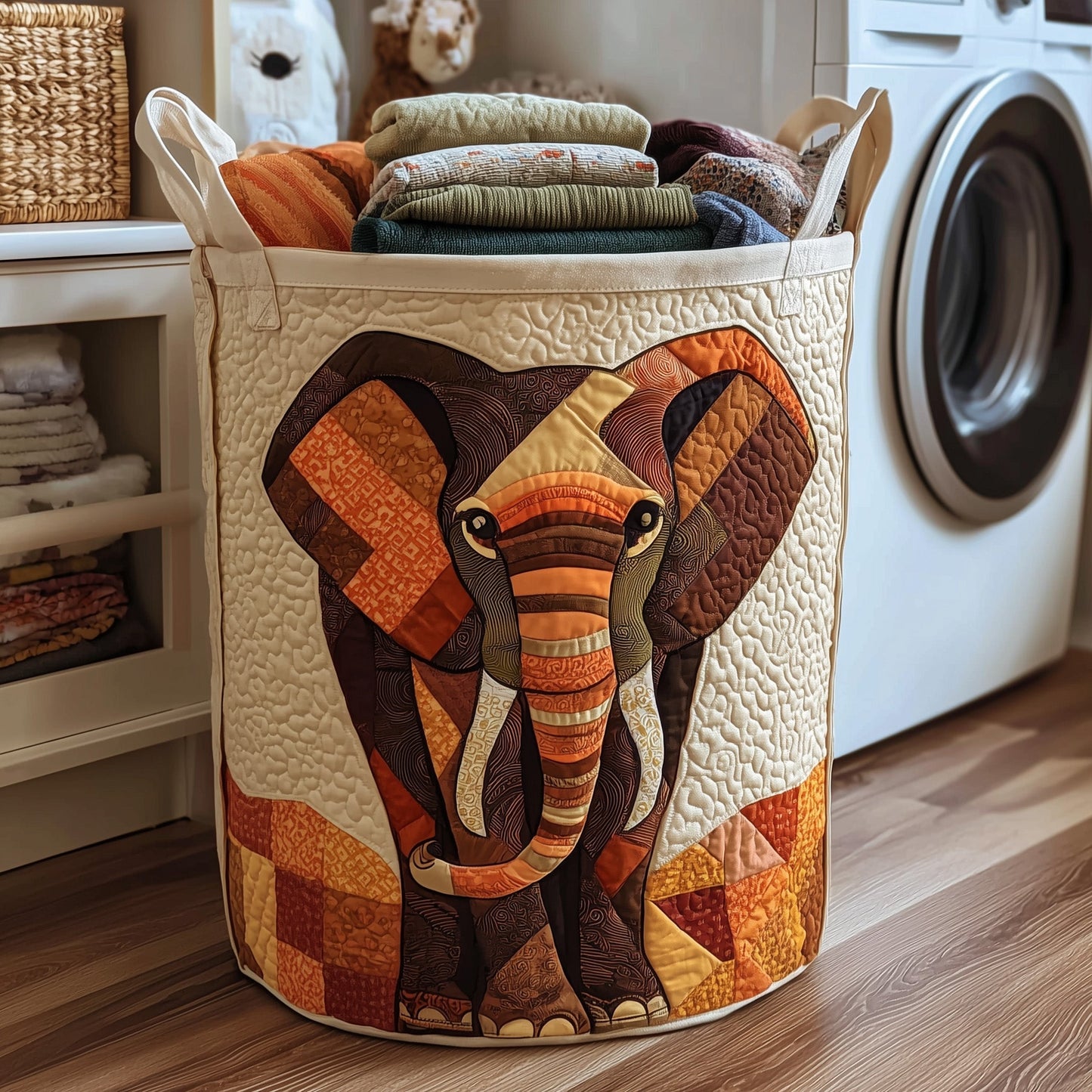 Elephant Quilted Laundry Basket GFTONL6286