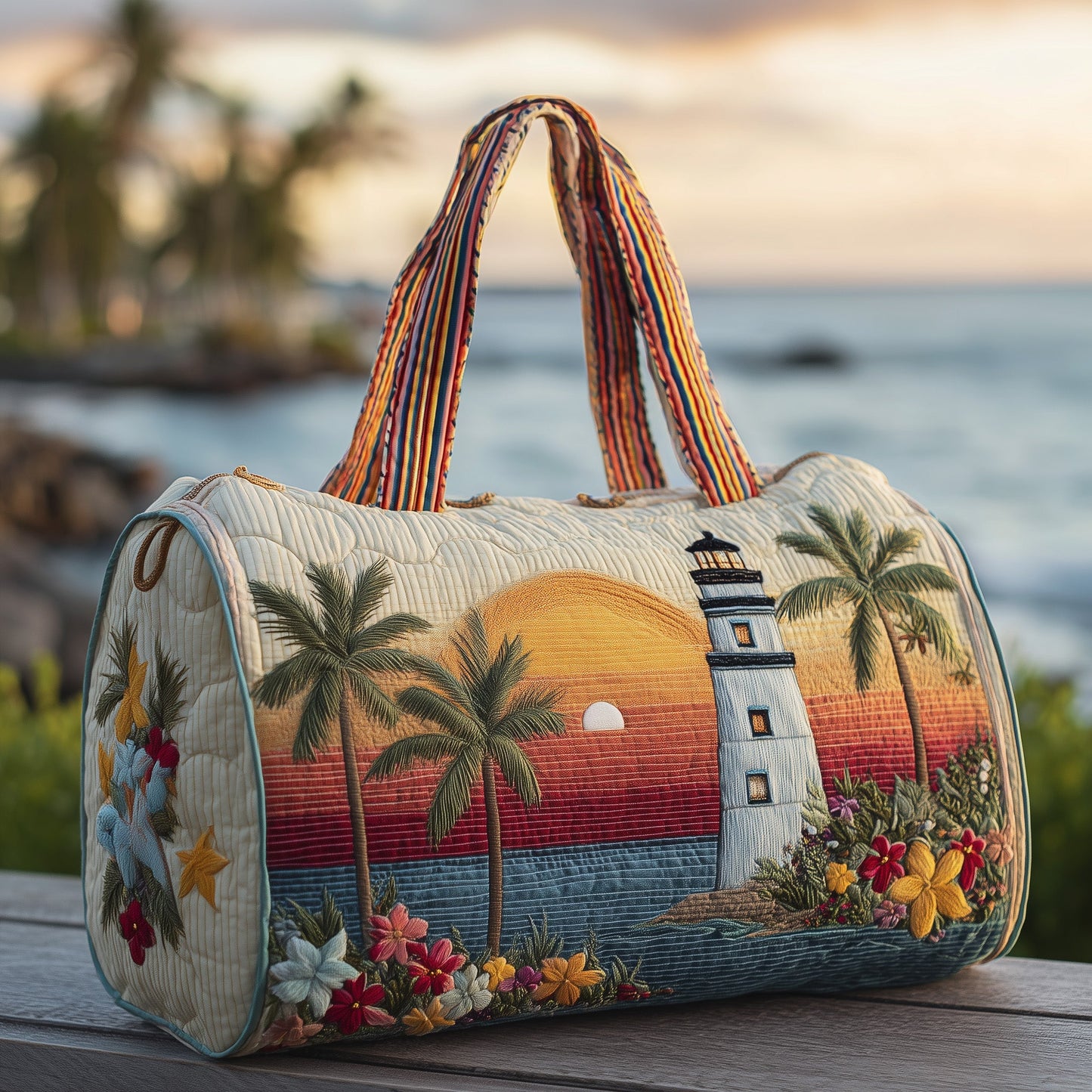 Tropical Lighthouse Quilted Duffle Bag GFTONL6307