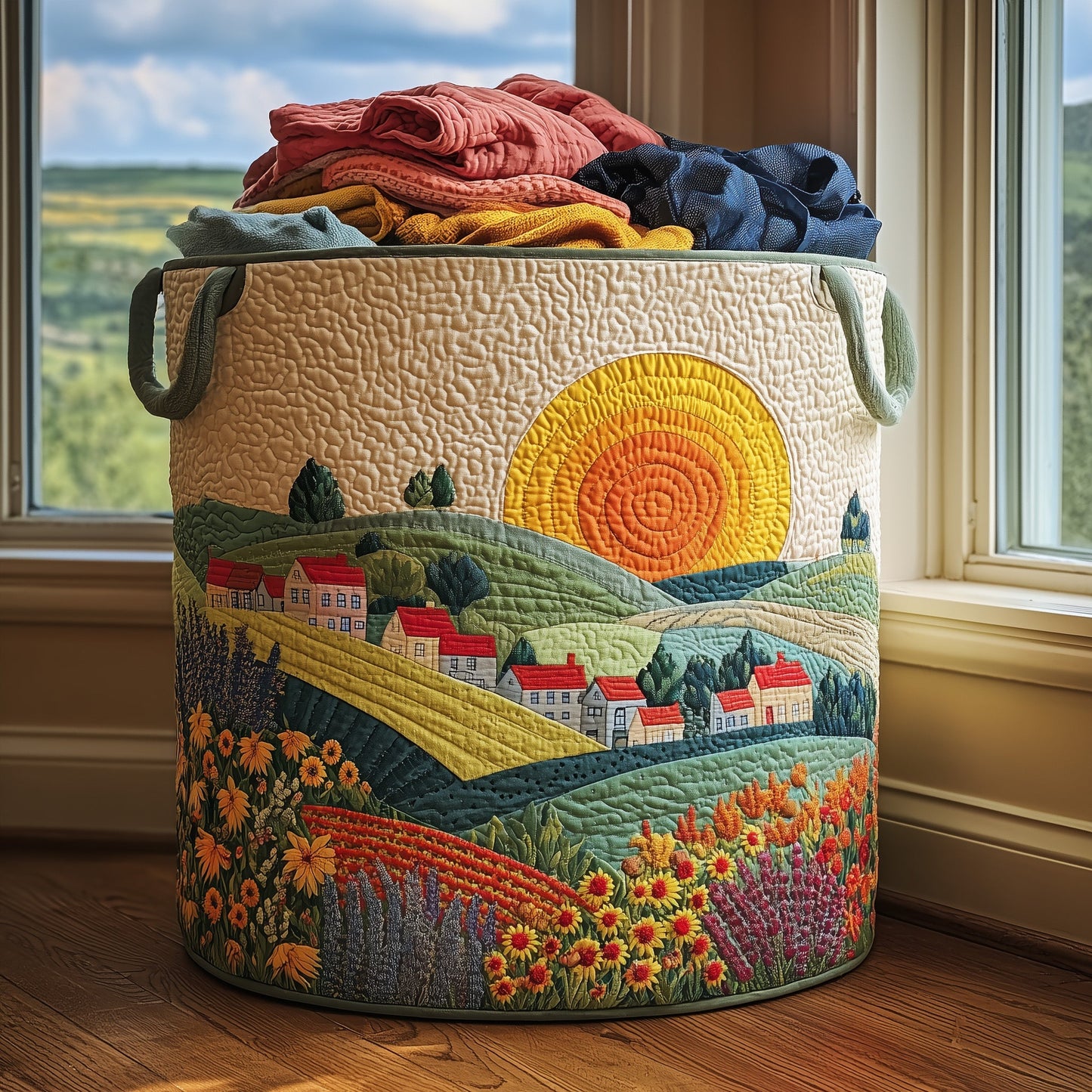 Sunny Village Quilted Laundry Basket GFTONL6322