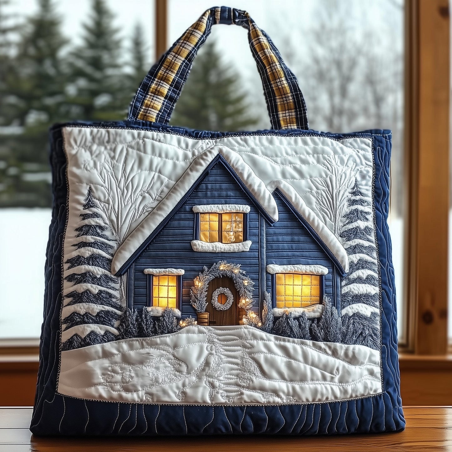 Christmas Cabin Quilted Tote Bag GFTONL6337