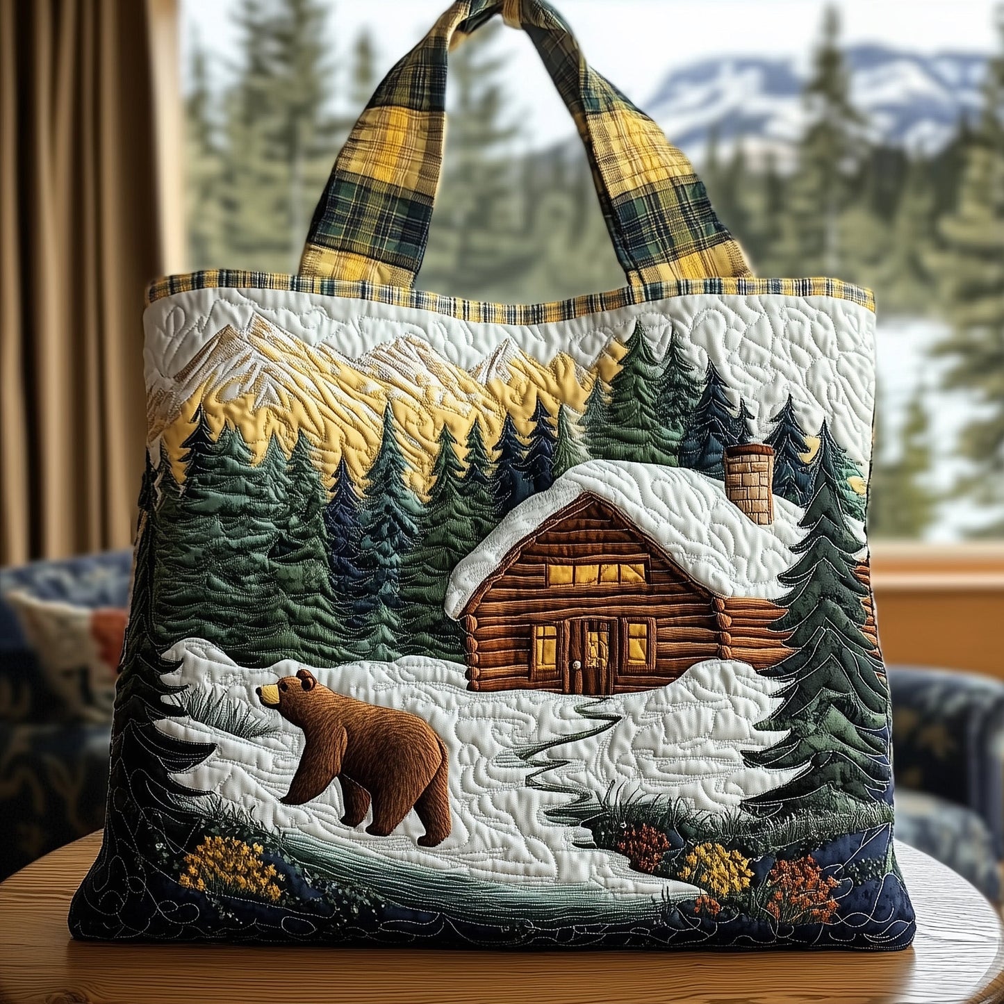 Bear And Cabin Quilted Tote Bag GFTONL6340
