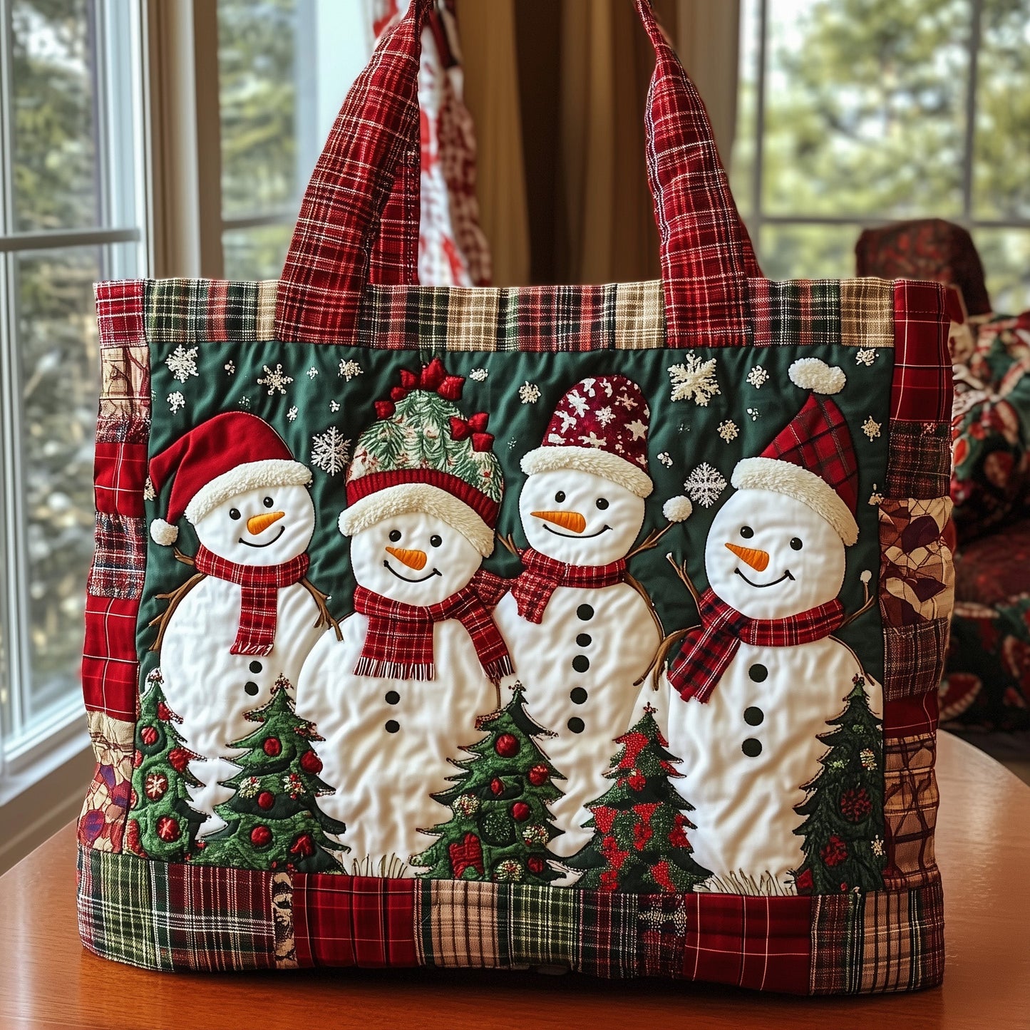 Festive Snowmen Quilted Tote Bag GFTONL6381