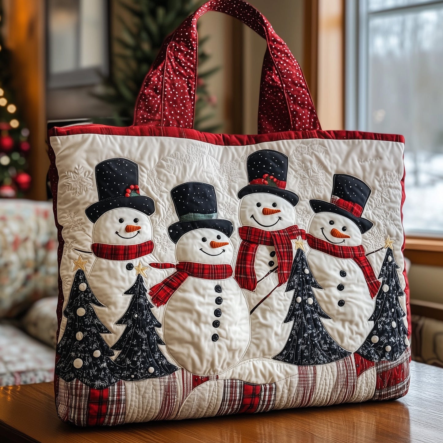 Festive Snowmen Quilted Tote Bag GFTONL6387