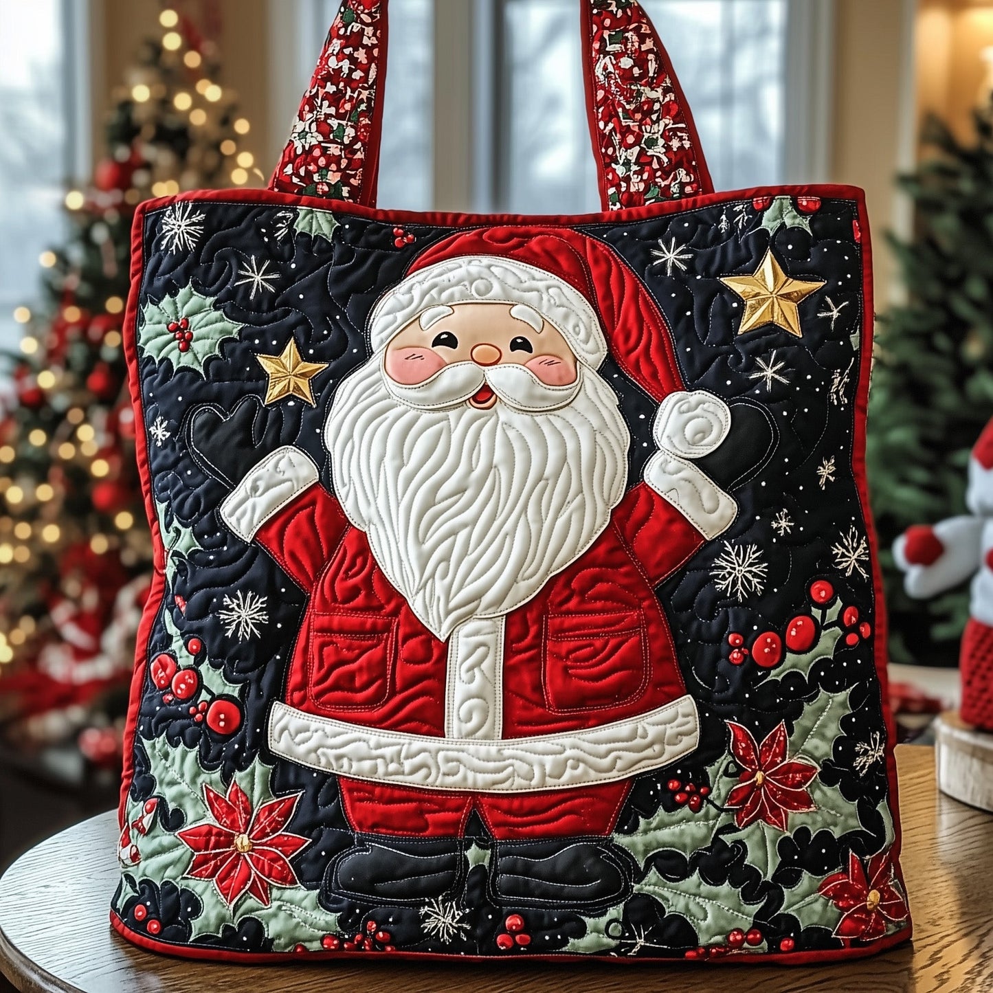 Cheerful Santa Quilted Tote Bag GFTONL6412