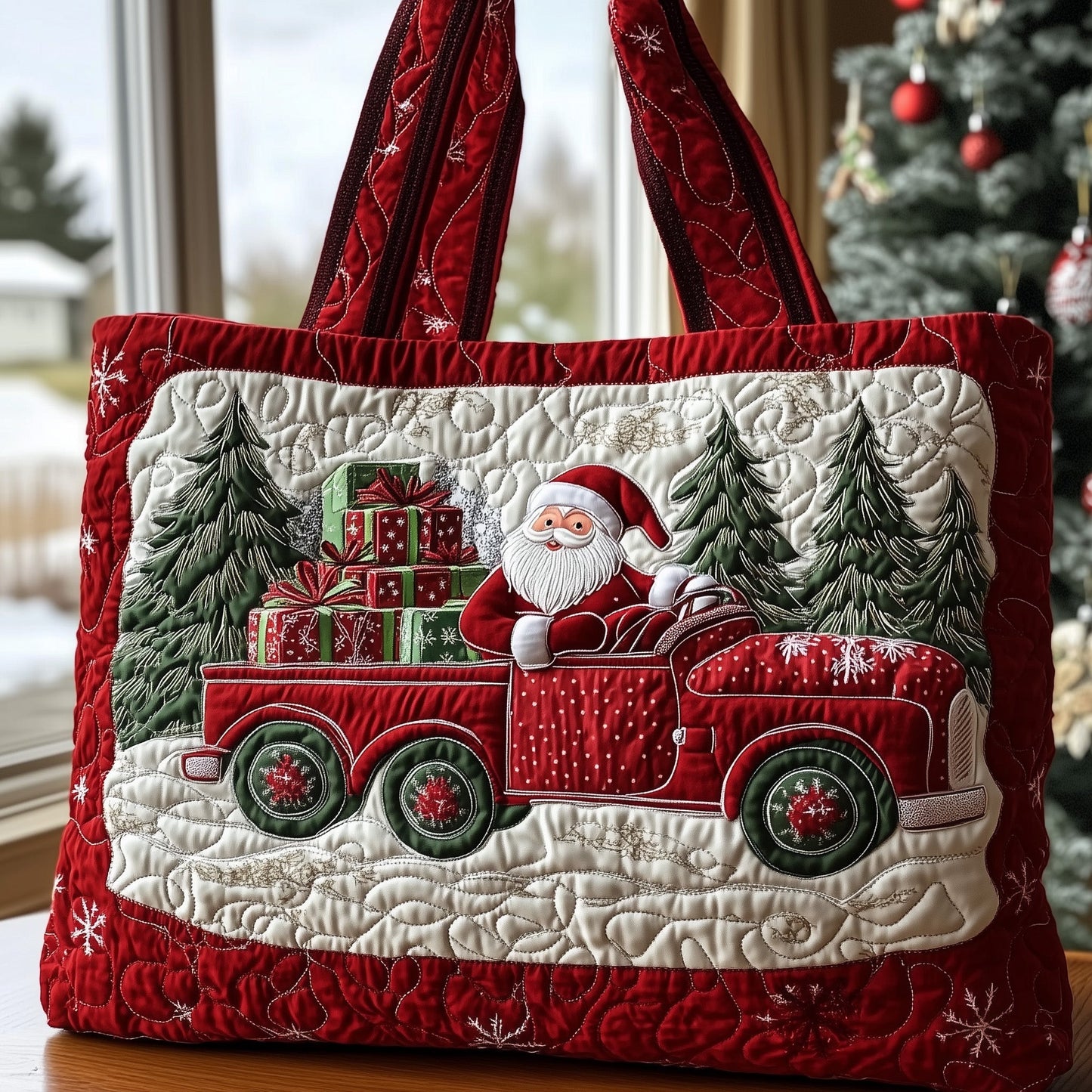 Cheerful Santa Quilted Tote Bag GFTONL6415