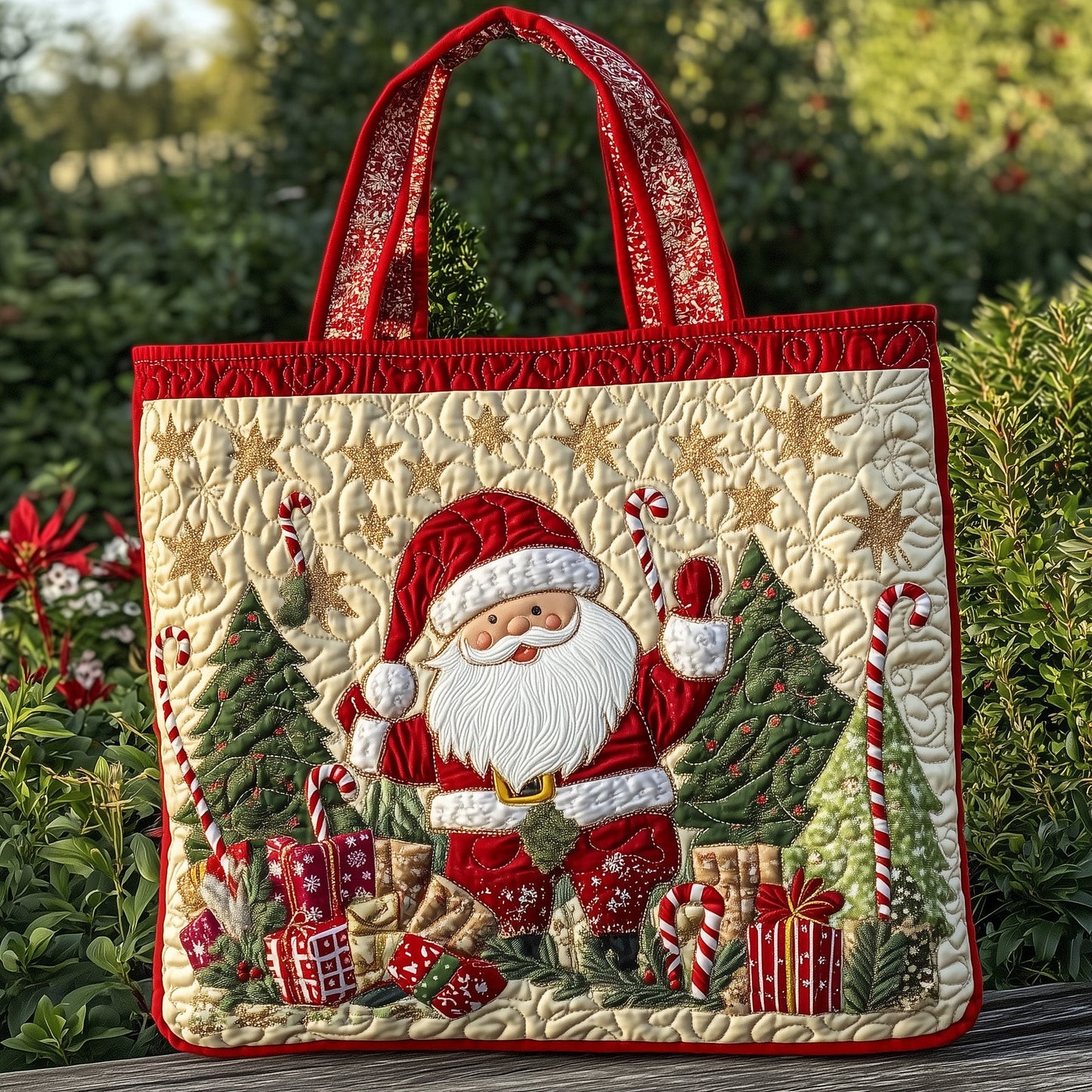 Cheerful Santa Quilted Tote Bag GFTONL6421