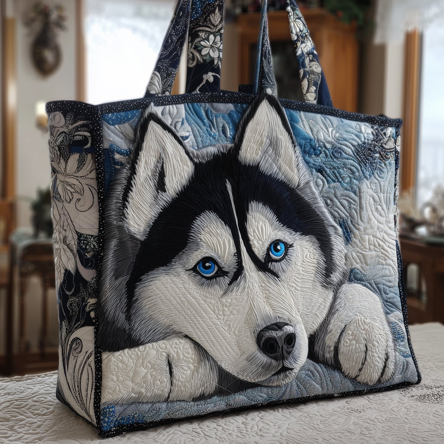 Resting Husky Quilted Tote Bag GFTONL6424