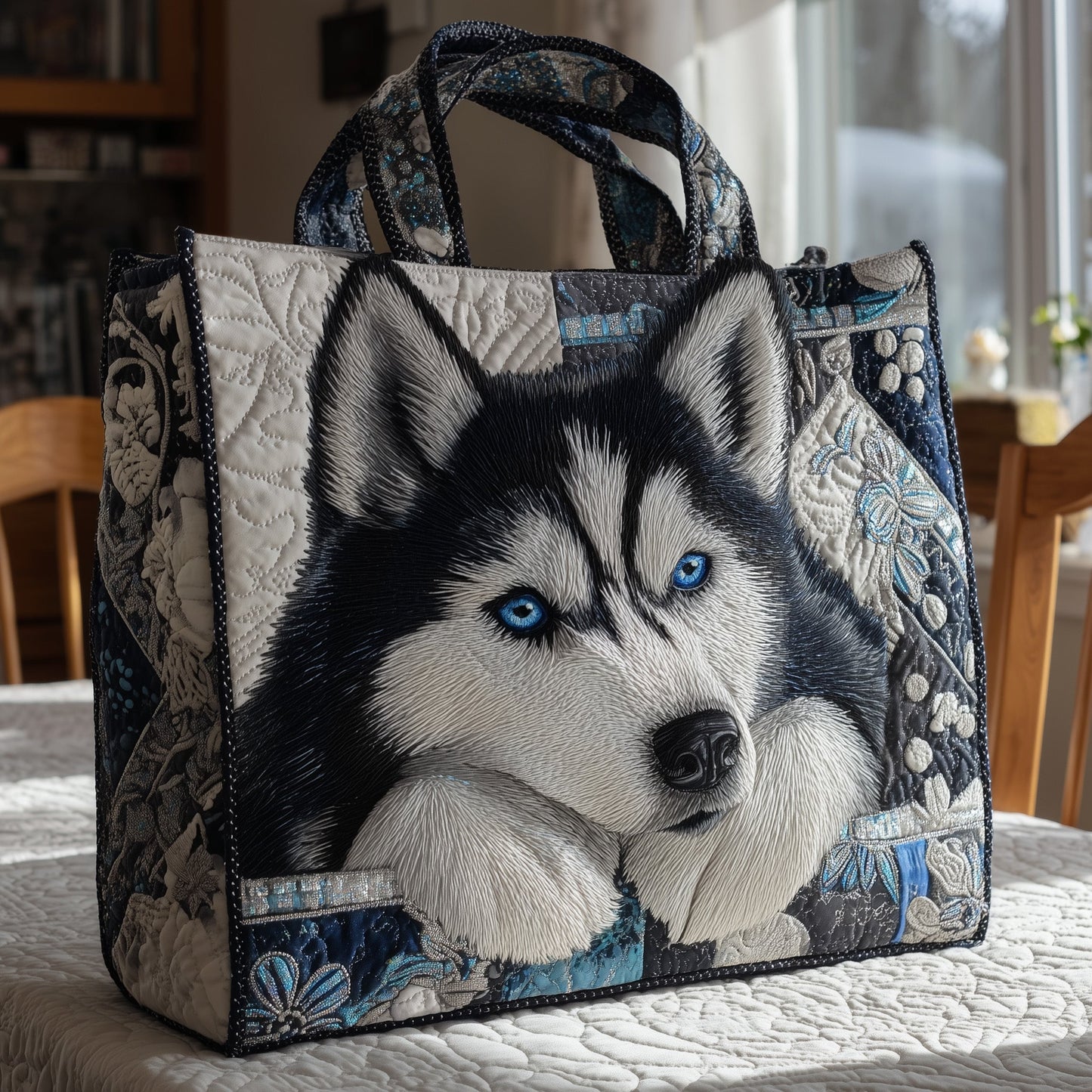 Resting Husky Quilted Tote Bag GFTONL6425