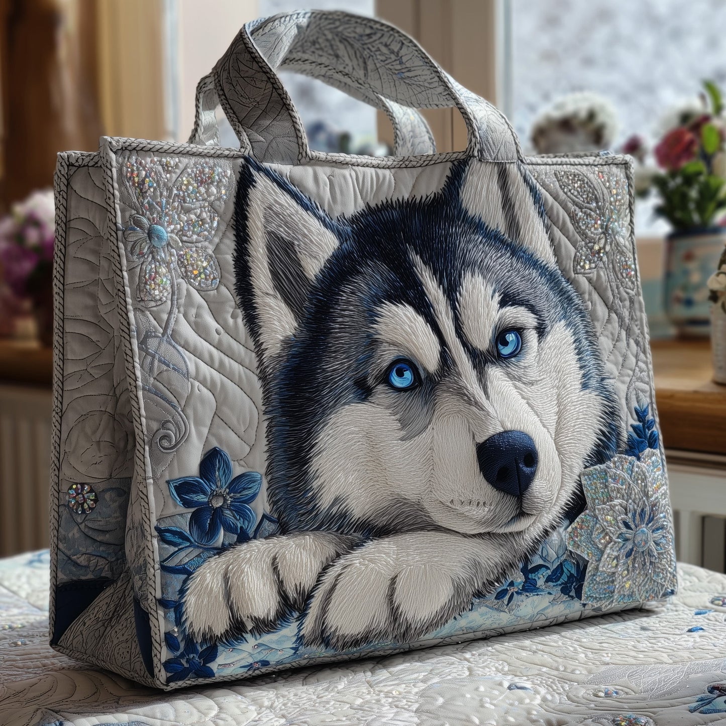 Resting Husky Quilted Tote Bag GFTONL6426