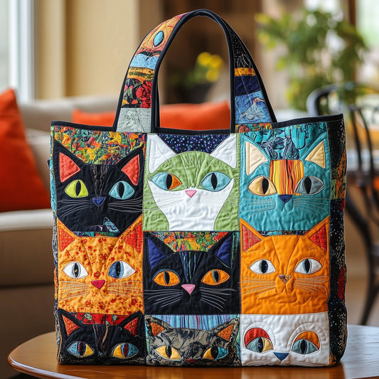 Whimsical Cat Quilted Tote Bag GFTONL6444