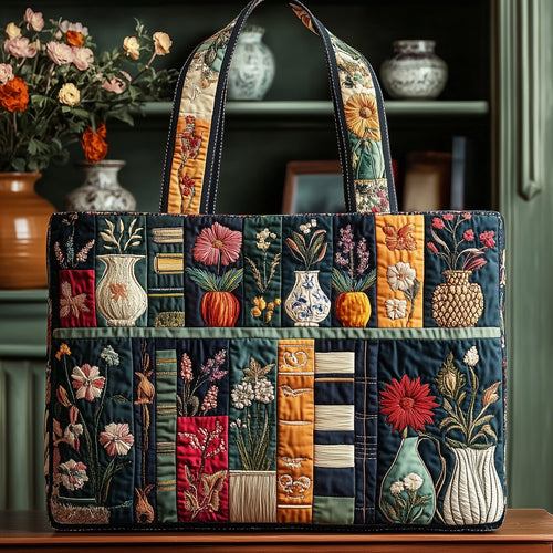 Bloomming Bookshelf Quilted Tote Bag GFTONL6449